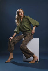 Umgee Full Size Textured Notched Balloon Sleeve Blouse Plus Size OutfitFlow
